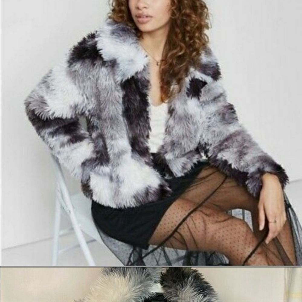 Faux Fur Tie Dye Crop Jacket